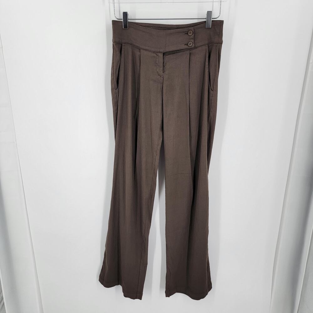 Transit Par Such Pants Women's 1 Brown Flair Leg Pleat Front Trousers Italy